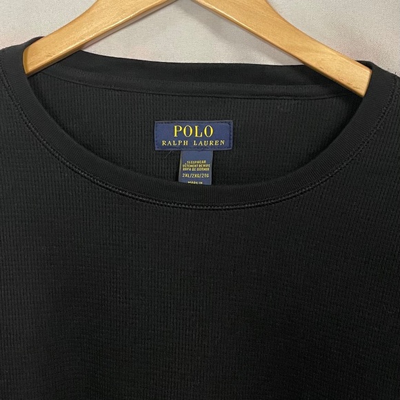 Polo Ralph Lauren New XXL Black Puffy Letter Thermal Longsleeved Tan Man Shirt - Picture 9 of 9